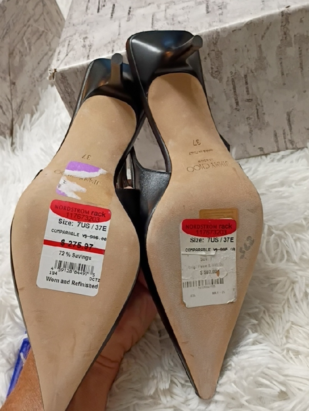 Jimmy Choo London Kitten Heel Sling Back Shoes $990 With Defect - Picture 8 of 12